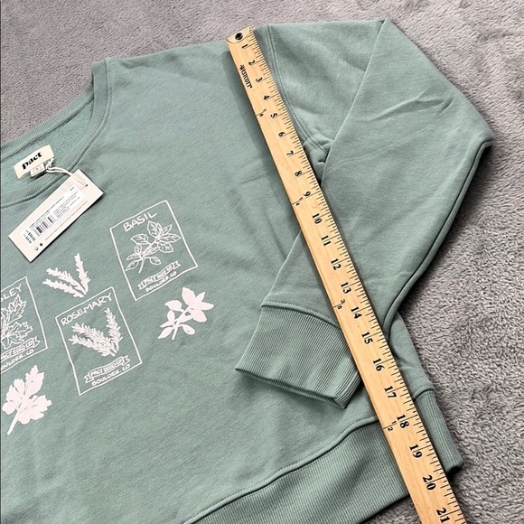 NEW PACT S 100% Organic Cotton Green Herbs Graphic Slouchy Sweatshirt Crew Women - Picture 5 of 11